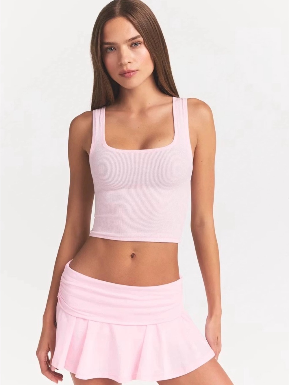 NWT SKIMS Cotton Rib Tank Top Cherry Blossom Pink M